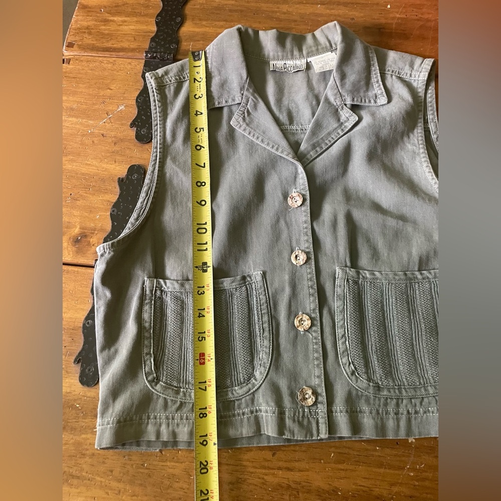 Vintage Nina Piccalino Vest Women’s 6 Medium M Green 90s Y2k Gorp USA Layering - Picture 4 of 8